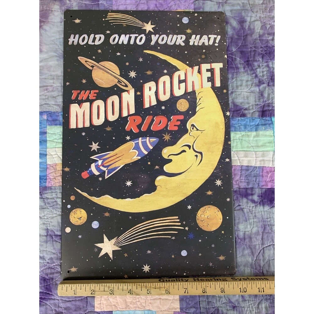 THE MOON ROCKET RIDE Retro Metal Sign 10" x 16" - Picture 3 of 4
